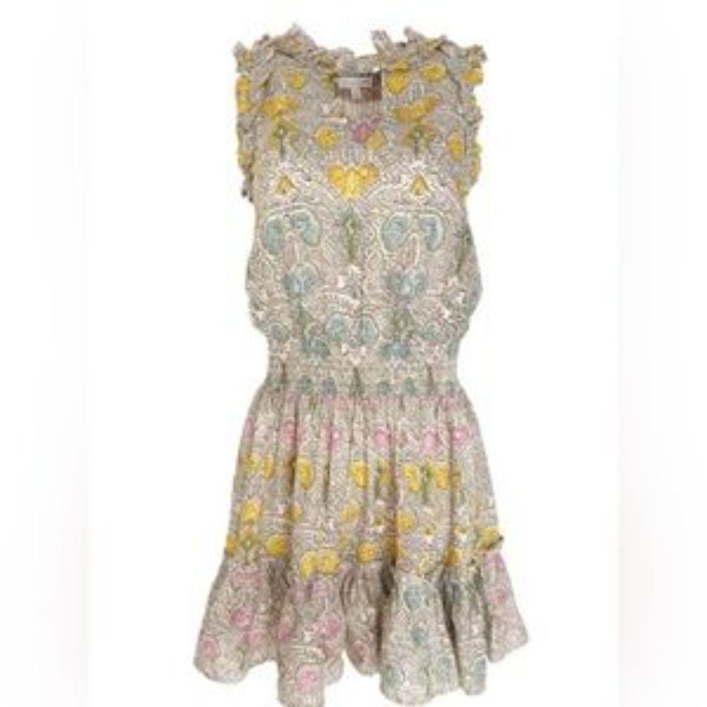 Anna Cate Smocked 100% Cotton Dress Tiered Skirt Floral Size XS